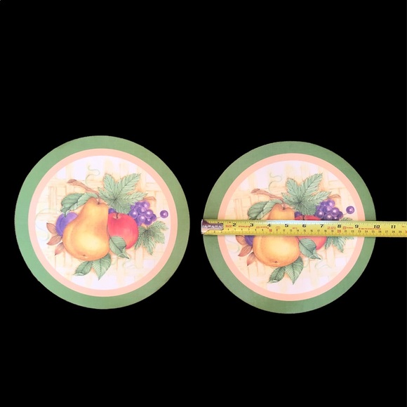 Beautiful Matching Floral & Fruit Pattern, Set of Trivets with Cork on Back. - Picture 2 of 3